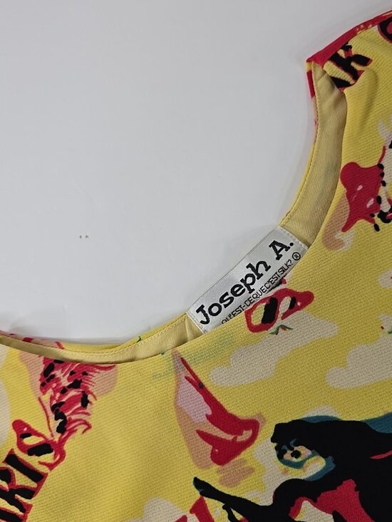 VINTAGE Joseph A. Colorful Paris Dance Print CROP TOP SZ MED Multicolor Abstract - Picture 5 of 16